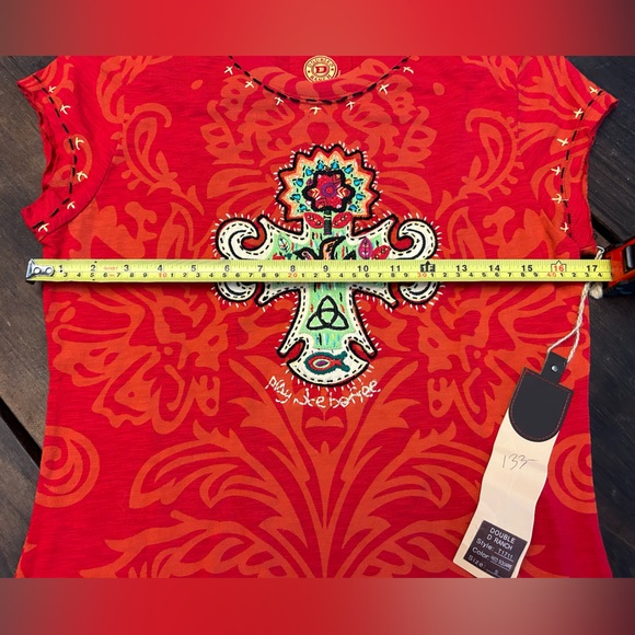 NWT Double D Ranch Red Embroidered Short Sleeve Top - Picture 6 of 9